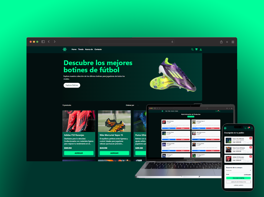 Captura del proyecto React Botines